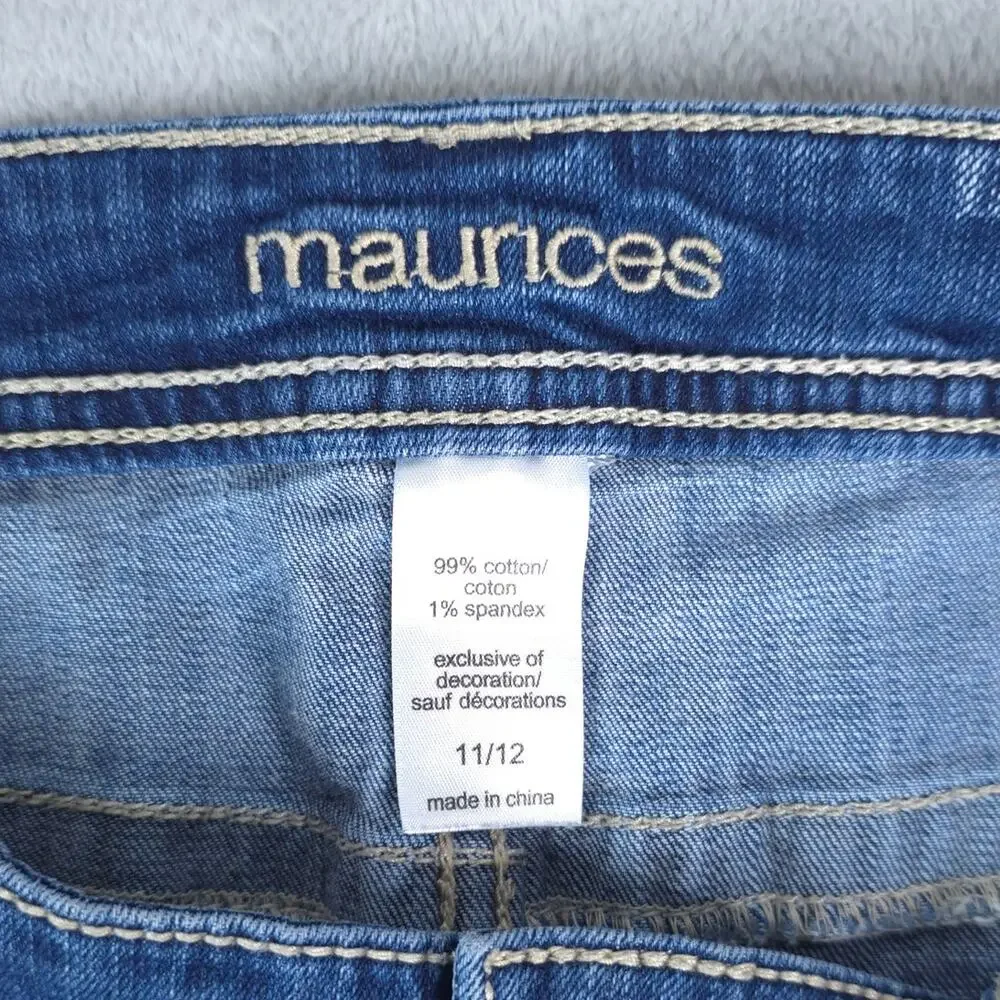 Maurices Shorts Womens 11/12 Blue Denim Cutoff Booty Hotpants Distressed 3